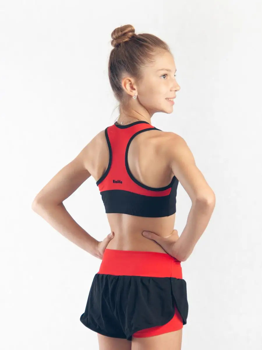 RIALITTA Wide band double-layered shorts Red-Black (32-40)* view 2
