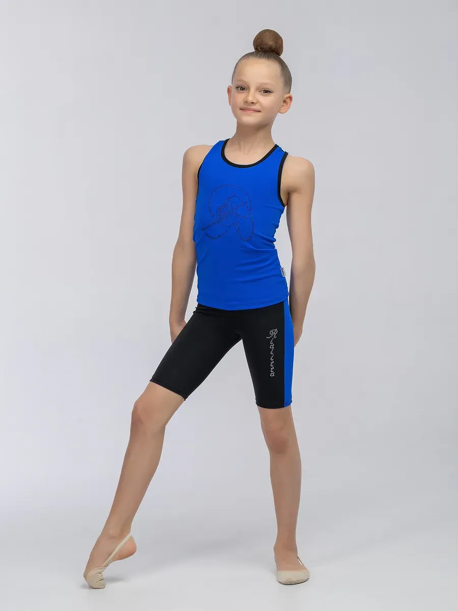 RIALITTA Racerback tank top with rhinestones, Biflex (32-40) Blue view 3