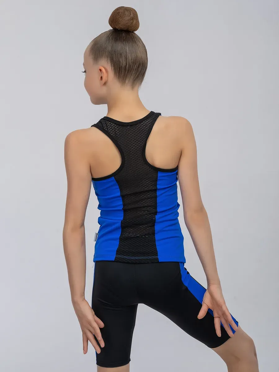 RIALITTA Racerback tank top with rhinestones, Biflex (32-40) Blue view 2