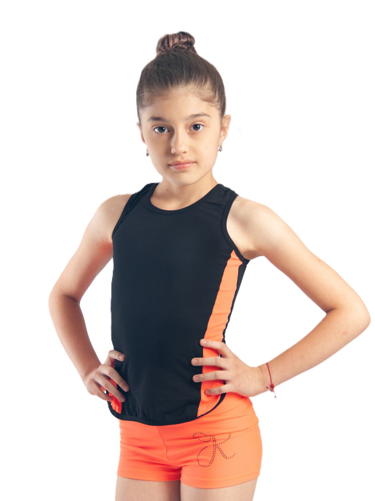 RIALITTA Racerback tank top, Cotton with colored Biflex insert (32-40) Black-Orange*