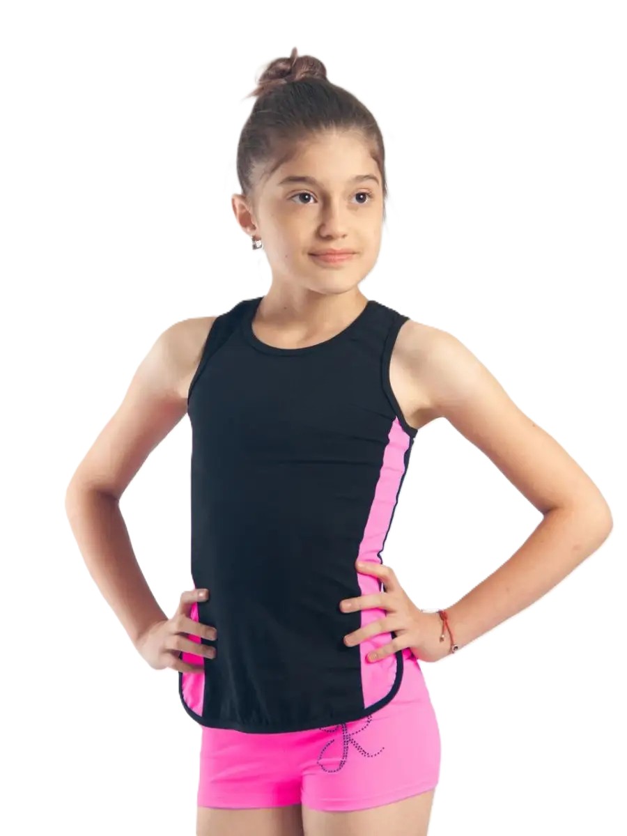 RIALITTA Racerback tank top, Cotton with colored Biflex insert (32-40) Black-Pink*