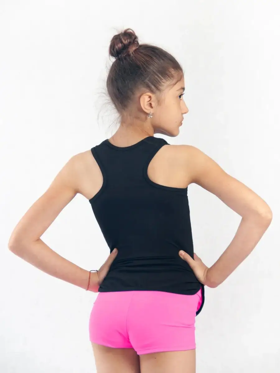 RIALITTA Racerback tank top, Cotton with colored Biflex insert (32-40) Black-Pink* view 2