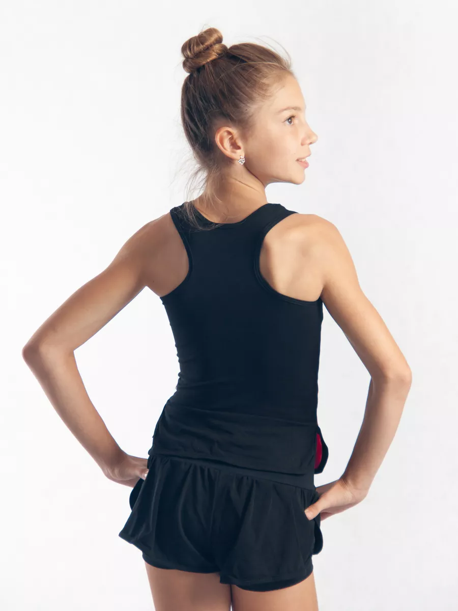 RIALITTA Racerback tank top, Cotton with colored Biflex insert (32-40) Black-Red* view 2