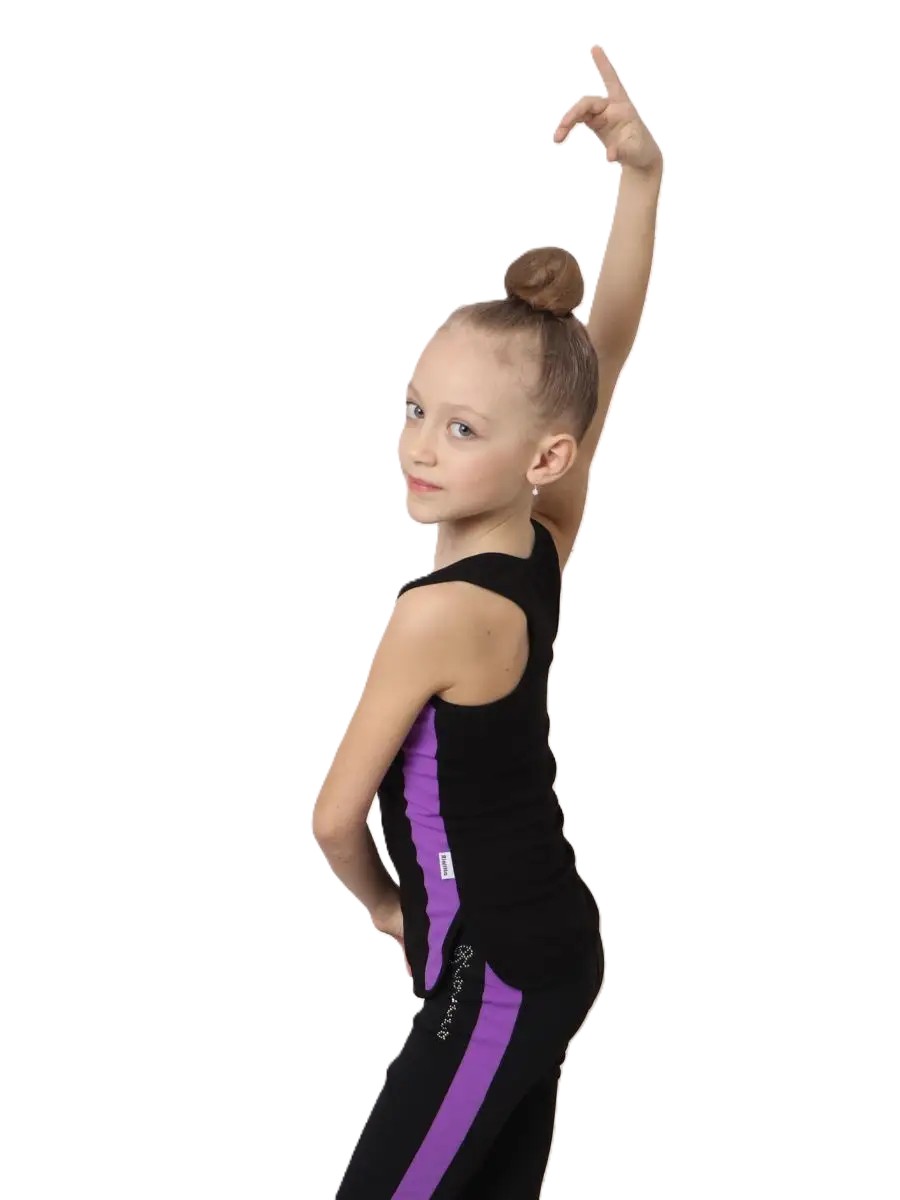 RIALITTA Racerback tank top, Cotton with colored Biflex insert (32-40) Black-Purple view 4