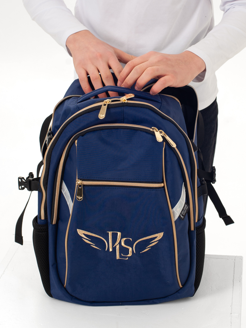 P.L.S "Champion Maxi" Gymnastics Backpack, Gold Embroidery (L) Blue* view 4