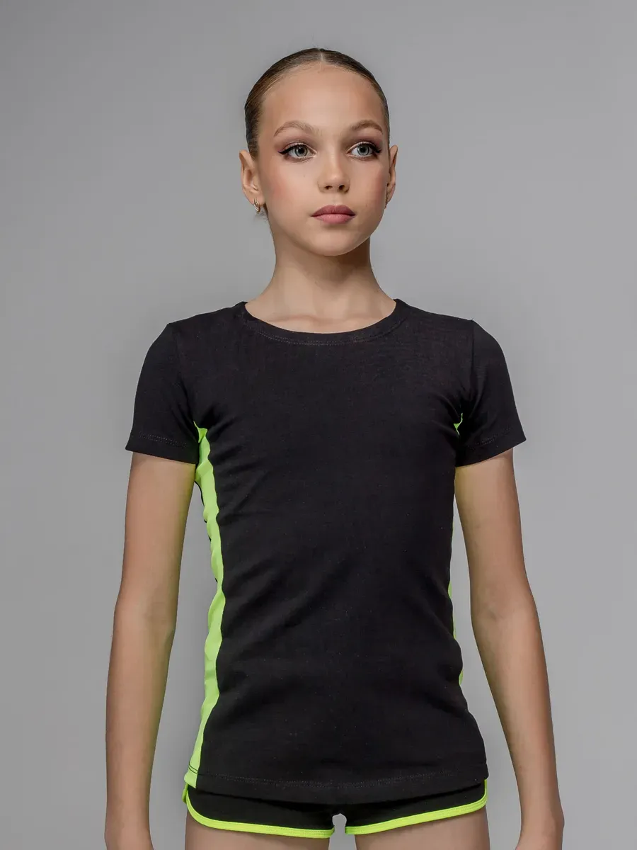 GF T-shirt "Gravity" Cotton, Black-Lime (32-40)* view 2