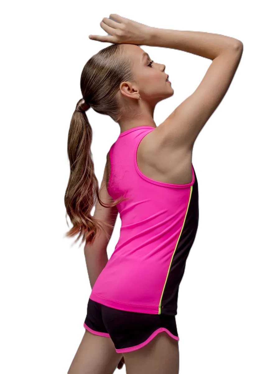 GF Racerback Tank Top "Axion" Cotton+Biflex, Black-Pink (32-40)*