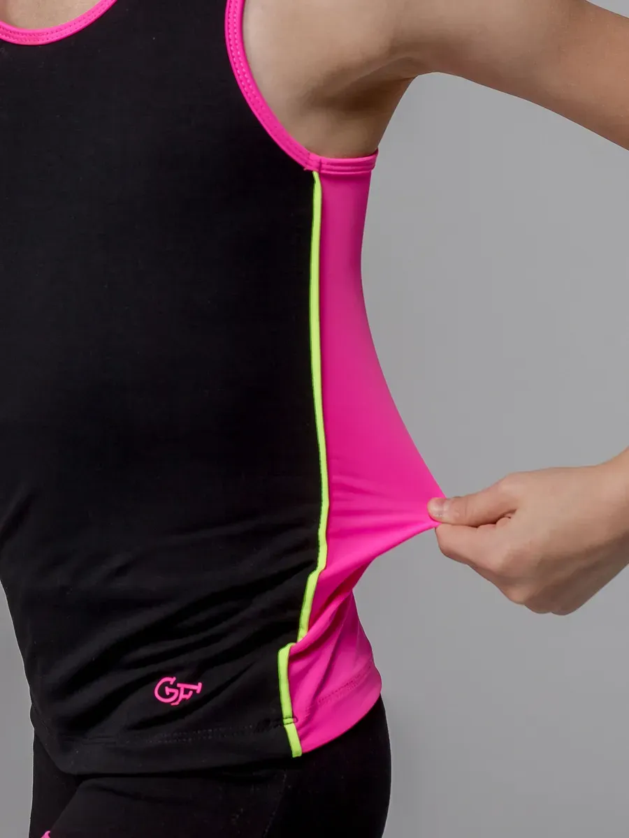 GF Racerback Tank Top "Axion" Cotton+Biflex, Black-Pink (32-40)* view 4