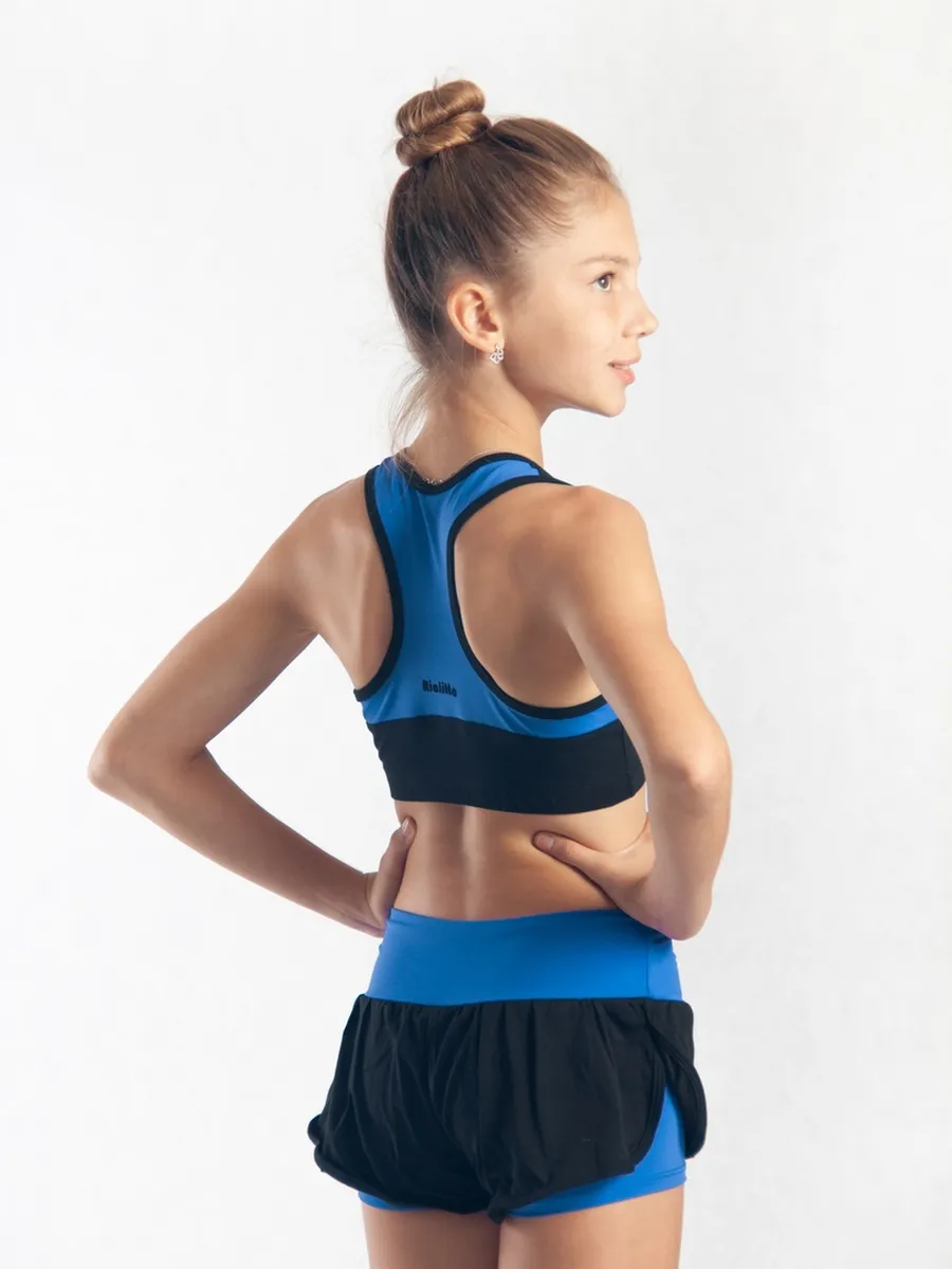 RIALITTA Wide band double-layered shorts Blue-Black (32-40) view 2