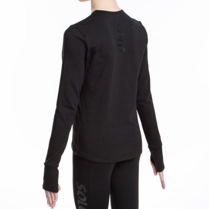 SOLO Cotton longsleeve with thumb hole «Total Black» (34-46) view 2