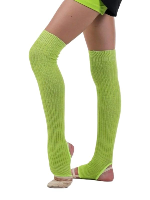 SOLO Overknee knitted legwarmers with a heel cutout. (60cm) LIME