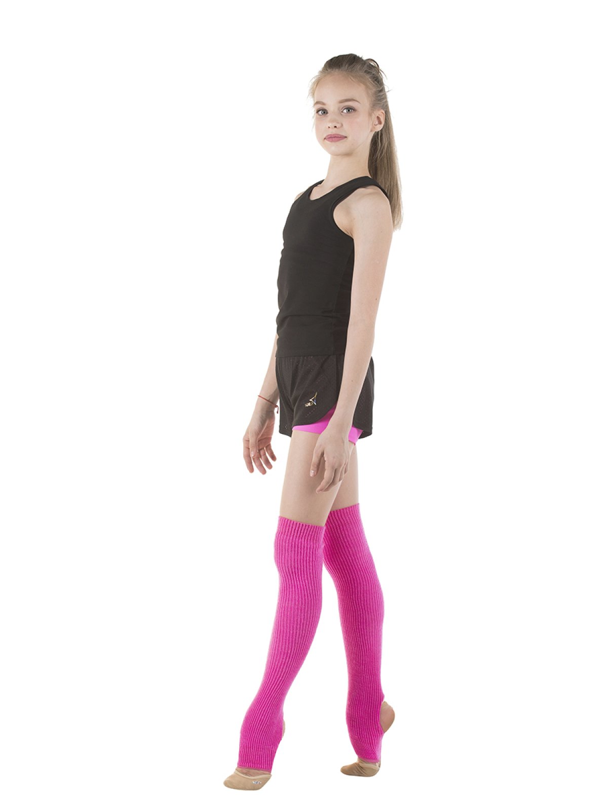 SOLO Overknee knitted legwarmers with a heel cutout.  (50cm) PINK view 2