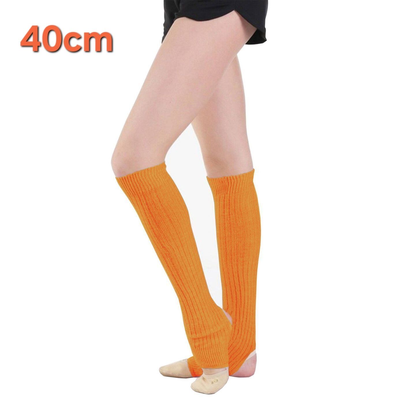 SOLO Overknee knitted legwarmers with a heel cutout (40cm) ORANGE view 2