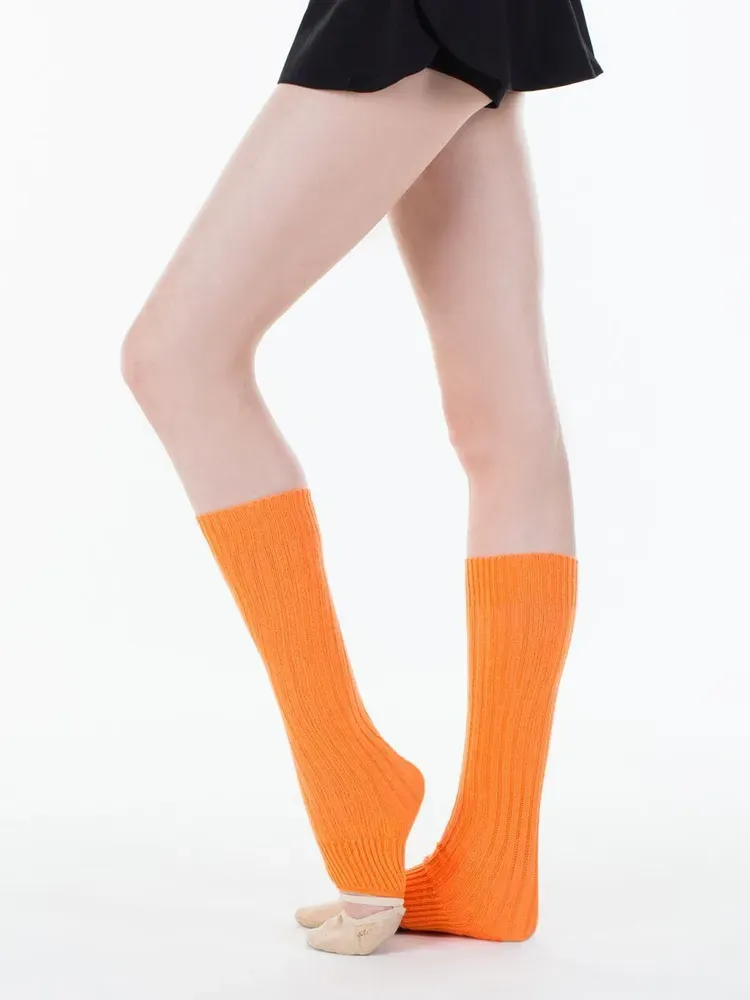 SOLO Overknee knitted legwarmers with a heel cutout (40cm) ORANGE view 3