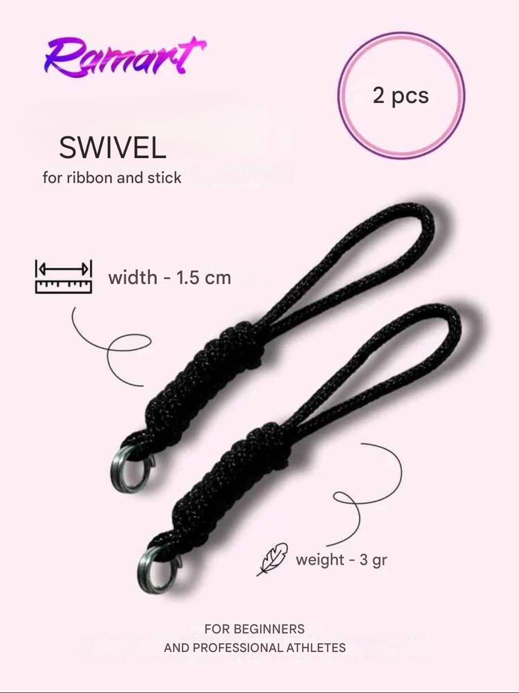 RAMART Swivel, Nylon Black, Set of 2pcs.*