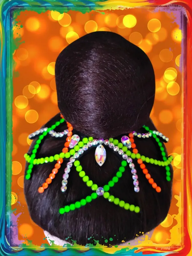 No. 32 RG Hair bun Crown (Orange-Green-Yellow Neon) view 3