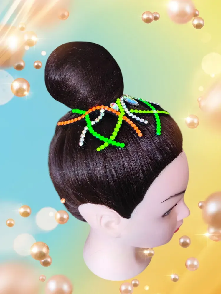 No. 32 RG Hair bun Crown (Orange-Green-Yellow Neon) view 5