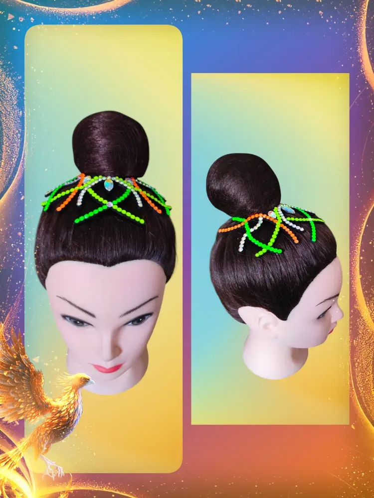 No. 32 RG Hair bun Crown (Orange-Green-Yellow Neon) view 6