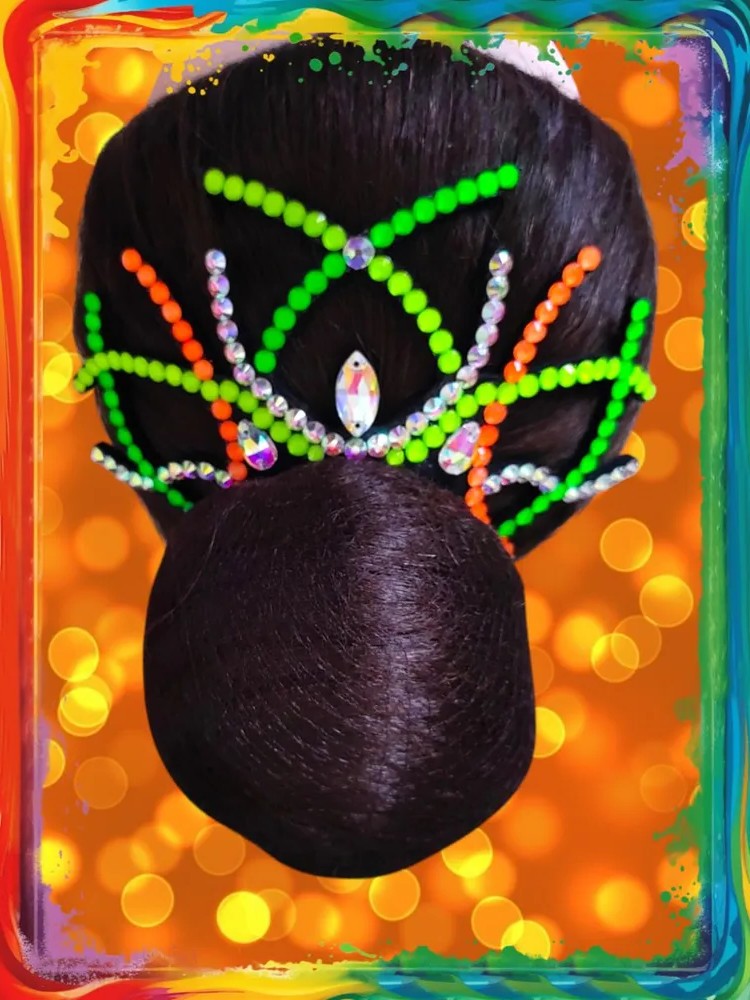 No. 32 RG Hair bun Crown (Orange-Green-Yellow Neon) view 2