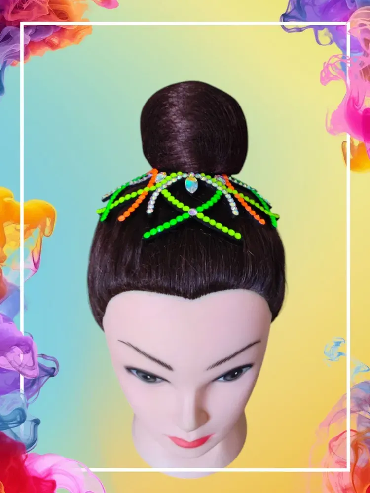 No. 32 RG Hair bun Crown (Orange-Green-Yellow Neon) view 4