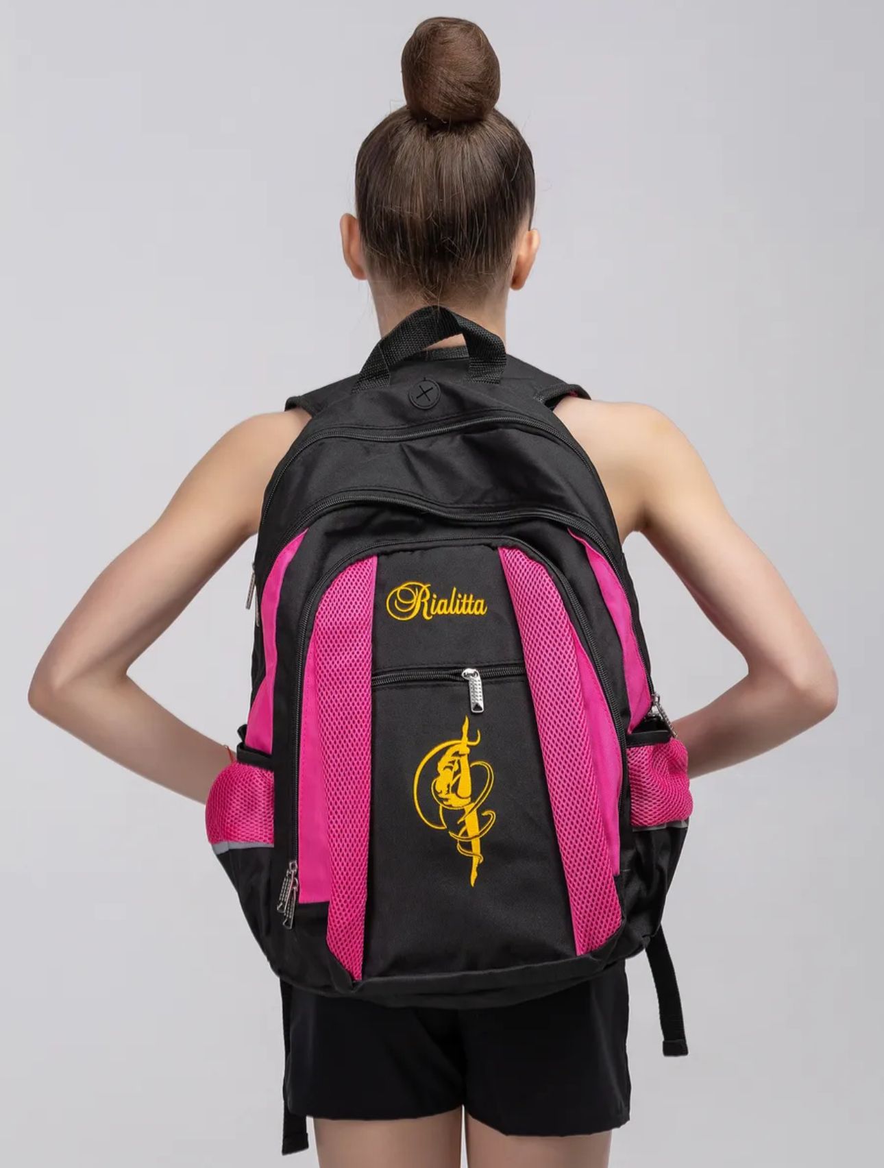 RIALITTA Gymnastics Backpack, Black-Pink (L) view 2