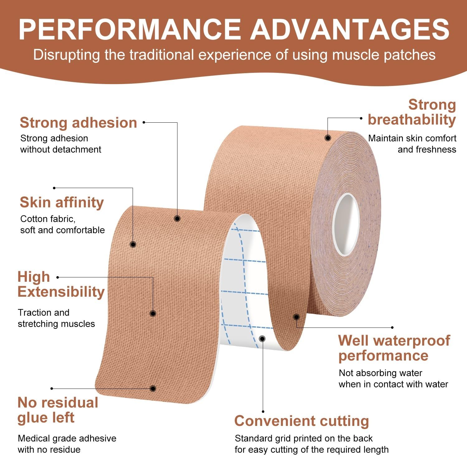 KINESIOLOGY SUPPORT STRAP - NUDE COLOR 5 CM X 5 M view 2