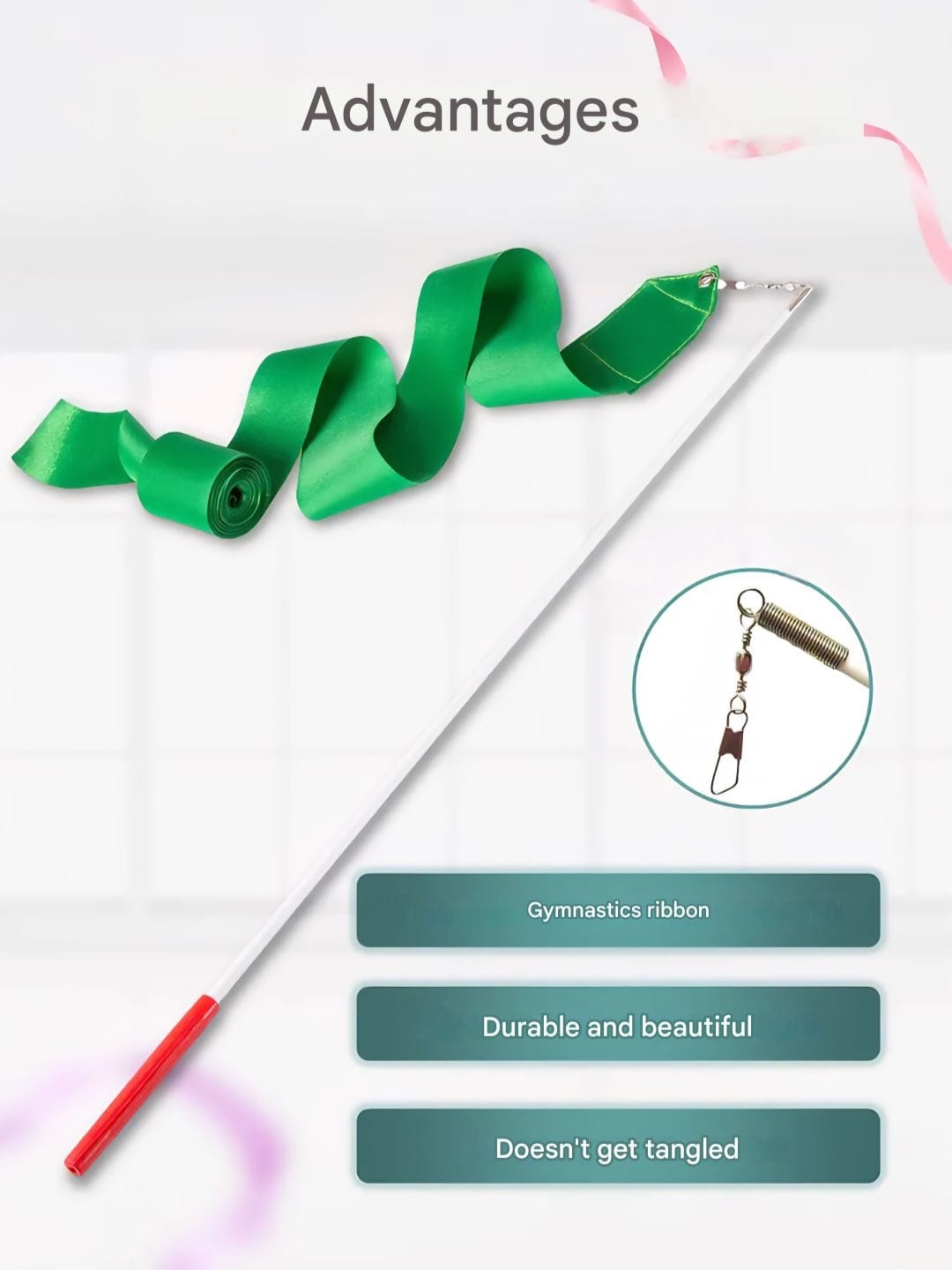 FIABLE Ribbon 4m with stick. Turquoise. view 3