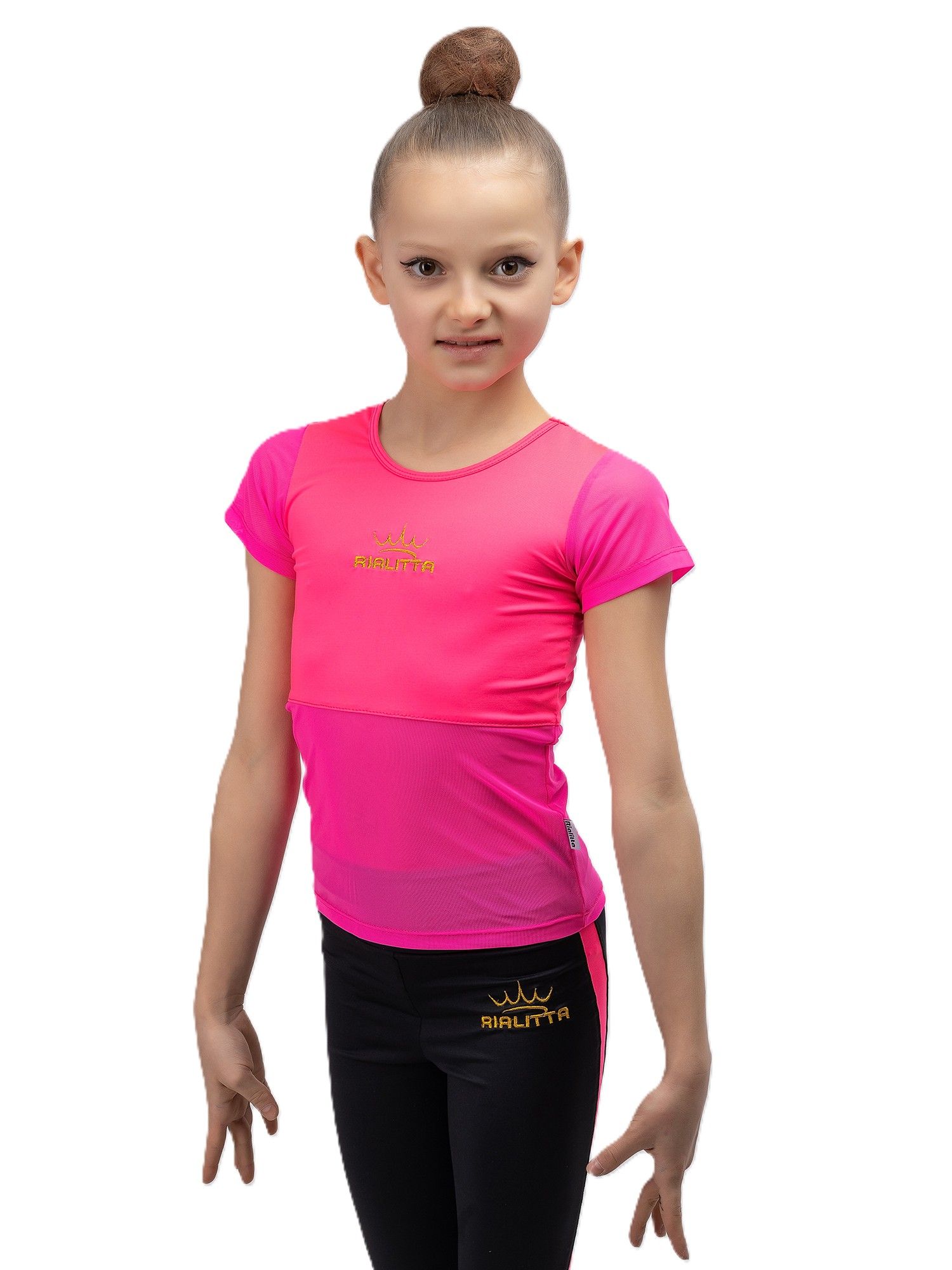 RIALITTA T-shirt with embroidery (28-40) Pink*