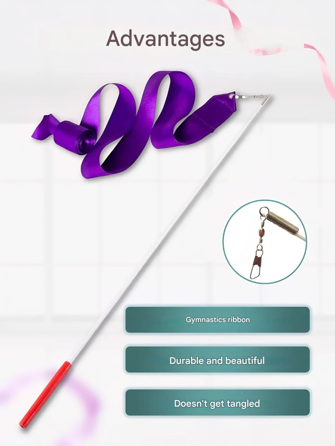 FIABLE Ribbon 4m with stick. Violet. view 3