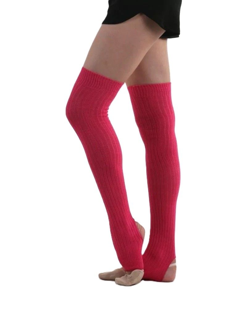 GF Overknee knitted legwarmers with a heel cutout.  (40 cm) RASPBERRY view 2