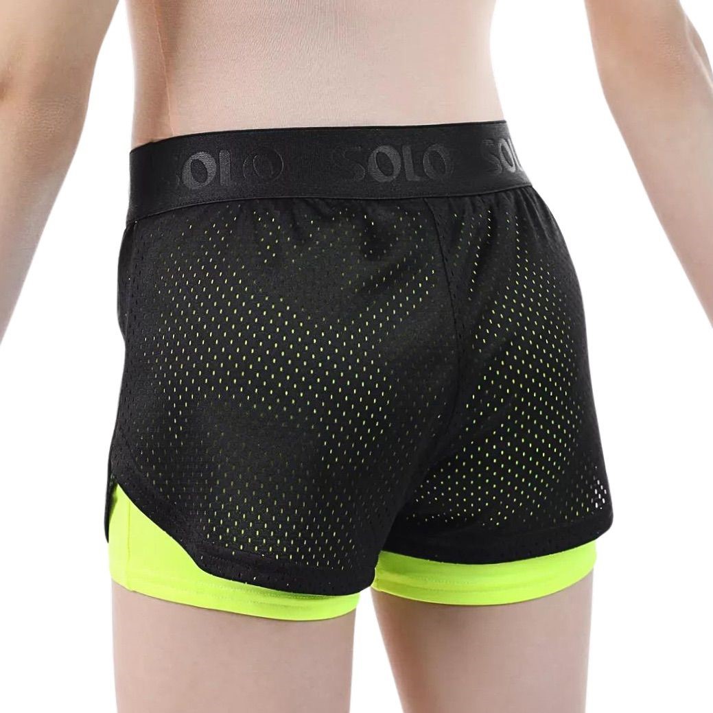 SOLO Double-layered shorts RG770-13, Black / Neon Yellow. (34-40) view 3