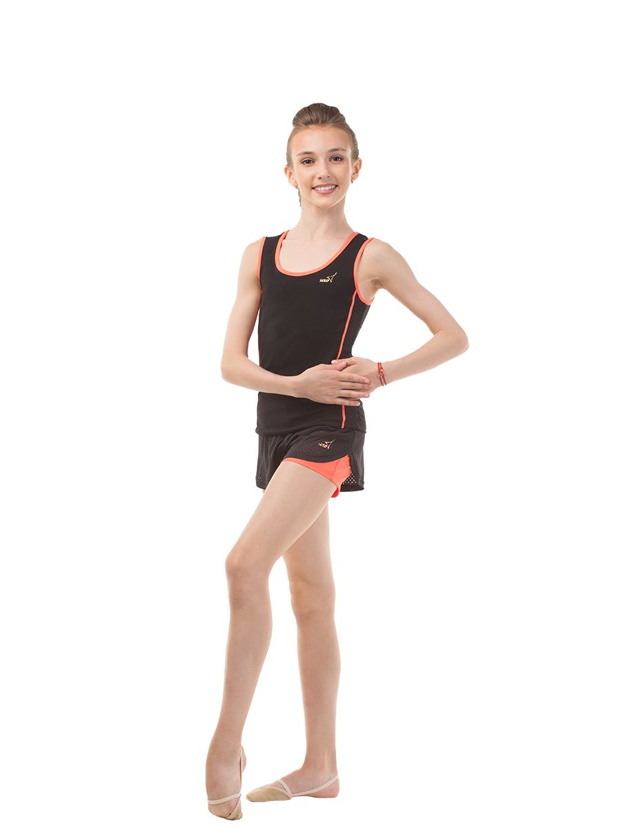 SOLO Double-layered shorts RG768.0-14, Black / Orange Neon. (34-44) view 2