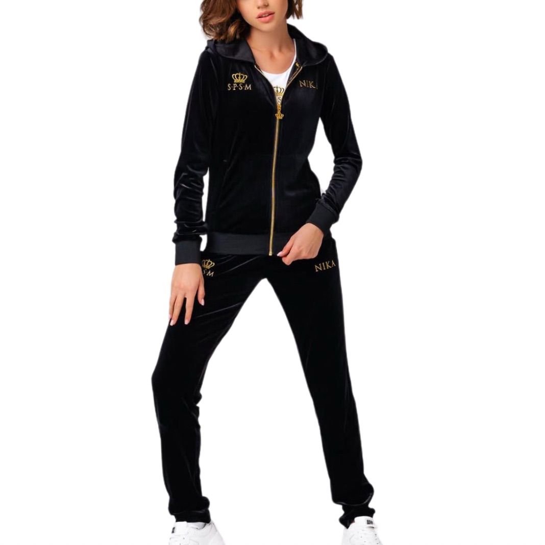 SPSM Woman Velour Track Suit Basic, Black.