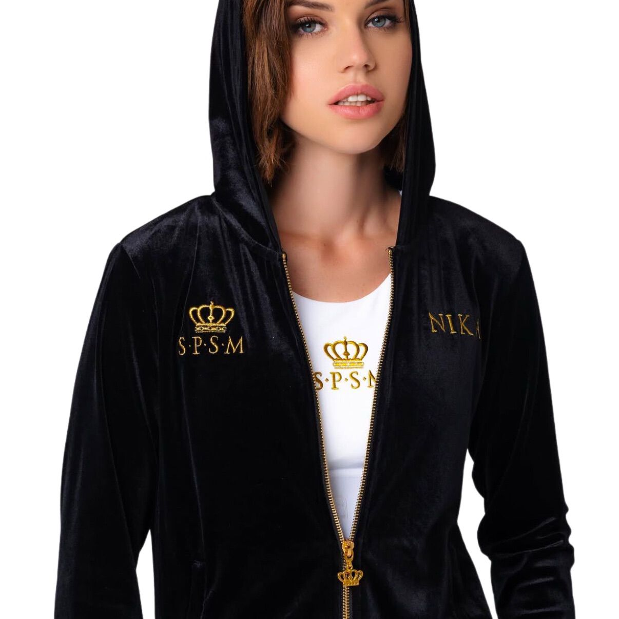 SPSM Woman Velour Track Suit Basic, Black. view 3