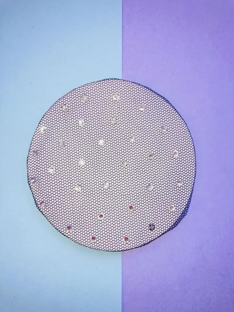 RG Elastic Hair Bun Net with Rhinestone (Black/White) view 4
