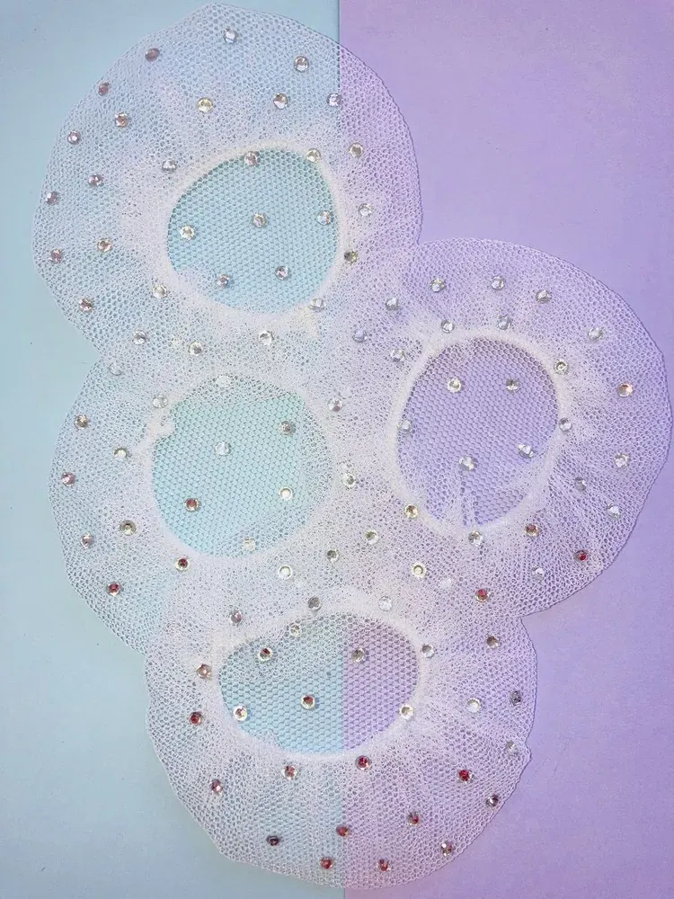 RG Elastic Hair Bun Net with Rhinestone (Black/White) view 7