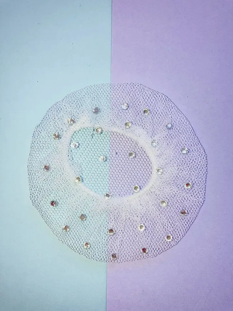 RG Elastic Hair Bun Net with Rhinestone (Black/White) view 9