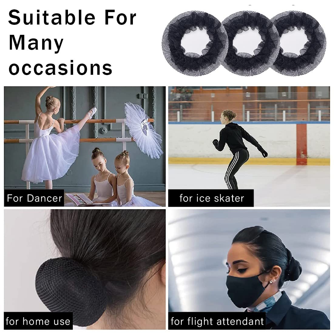 RG Elastic Hair Bun Net (Black/Beige) view 8