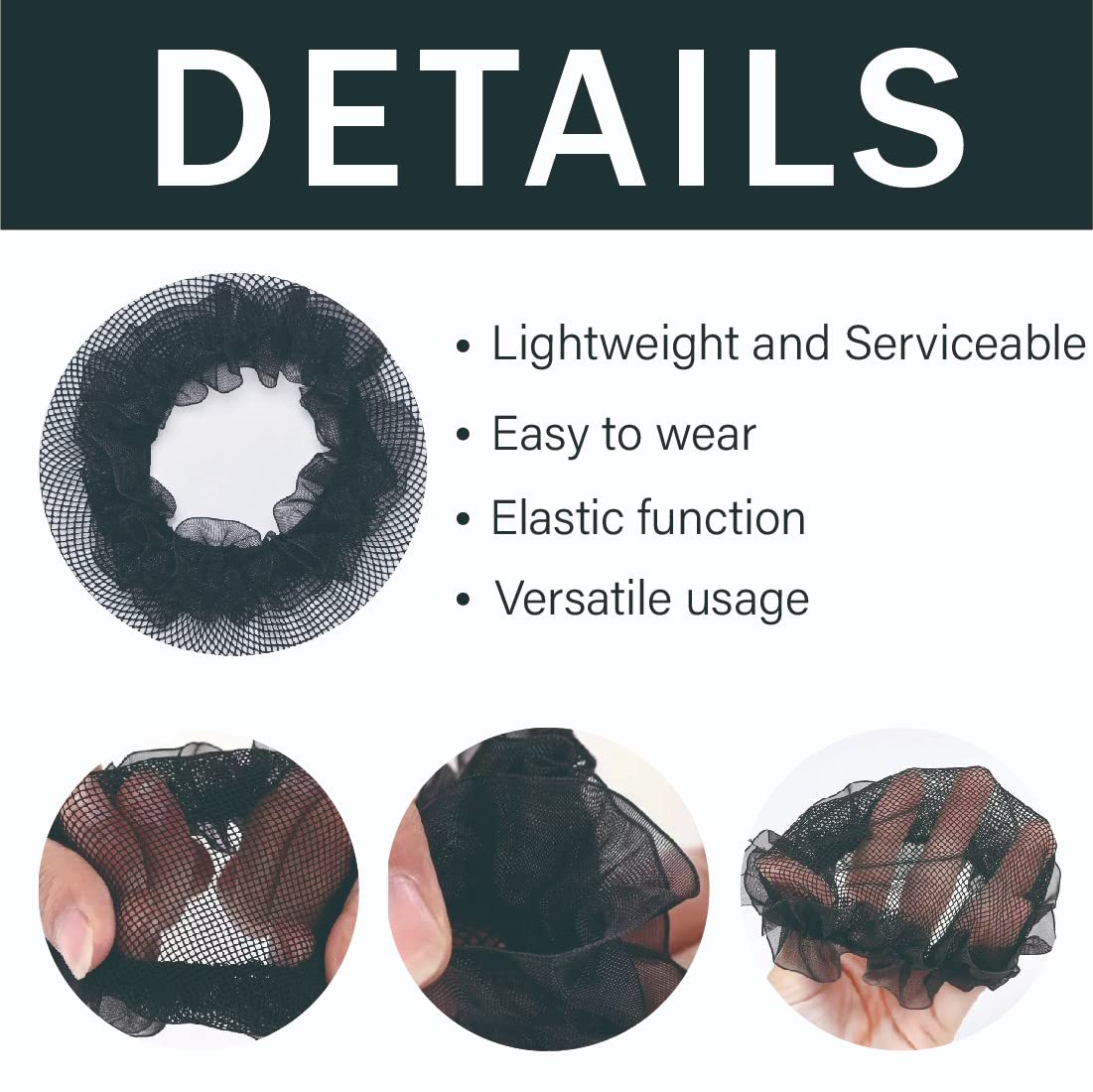 RG Elastic Hair Bun Net (Black/Beige) view 3