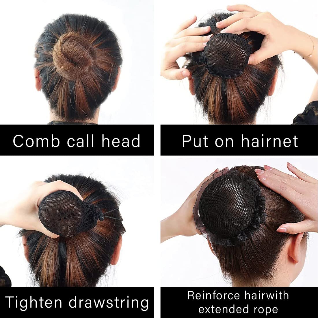 RG Elastic Hair Bun Net (Black/Beige) view 7