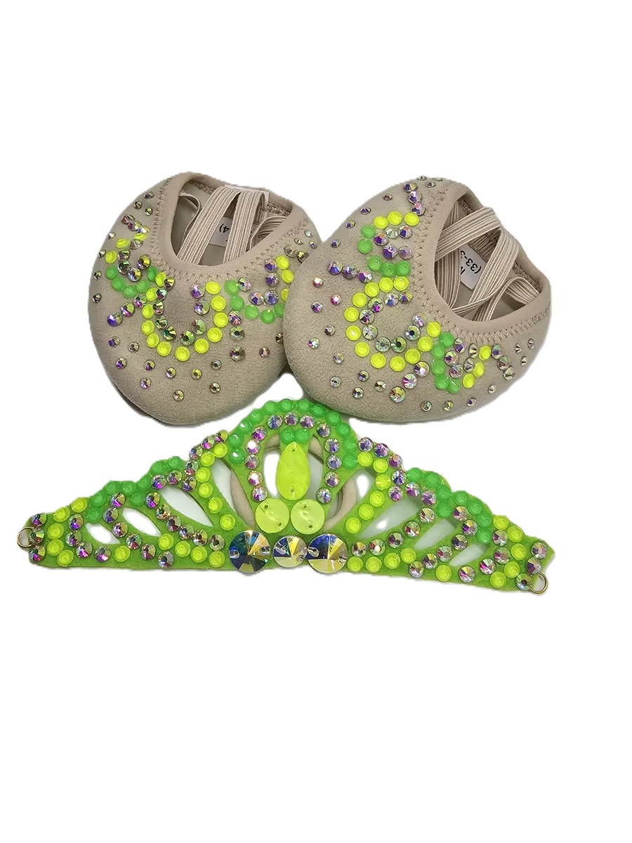 RG Set of Half Shoes & Tiara Crystals (Lime)