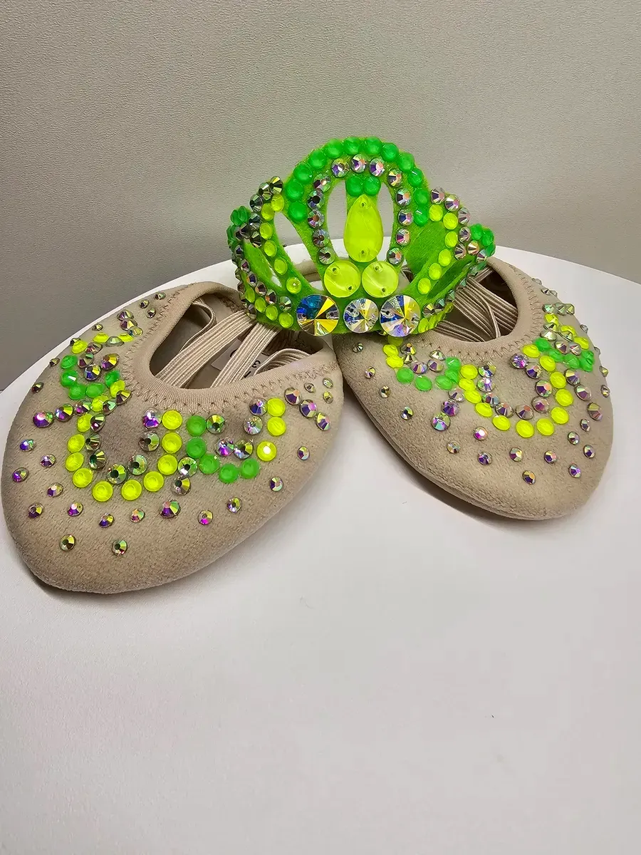 RG Set of Half Shoes & Tiara Crystals (Lime) view 2