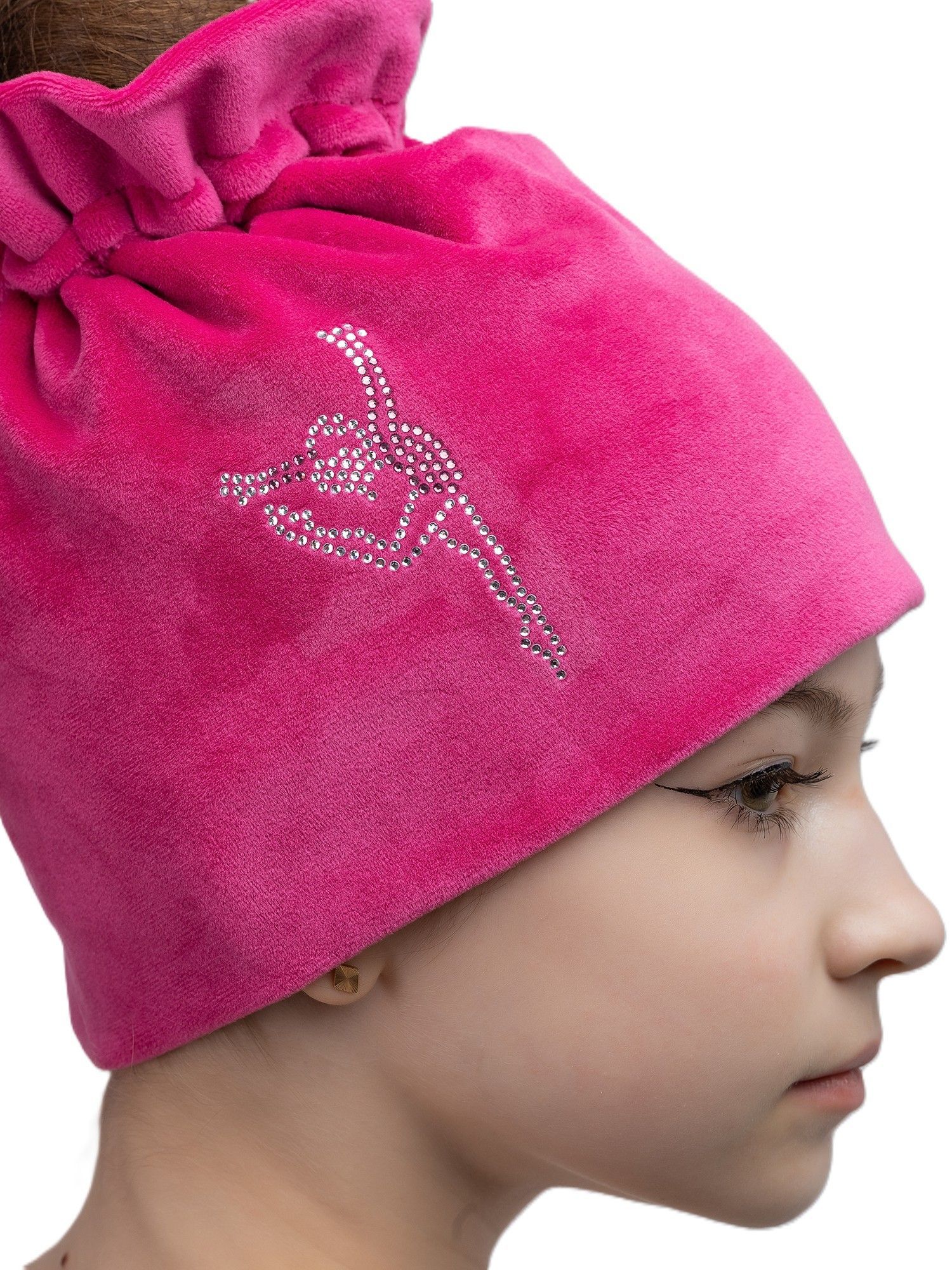 RIALITTA Velour RG Hat with  Rhinestones (FICHSIA)* view 3