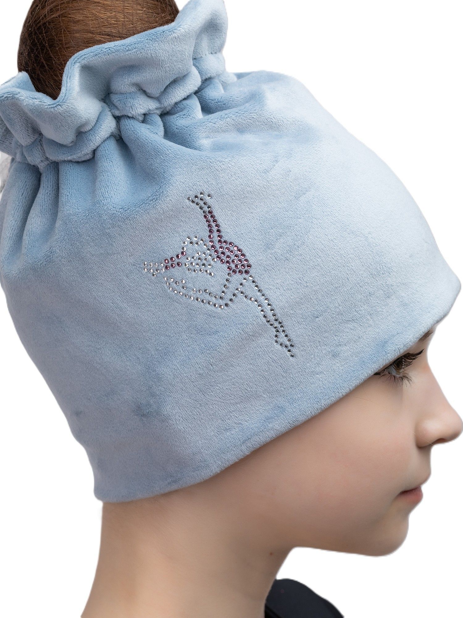 RIALITTA Velour RG Hat with   Rhinestones (GREY-BLUE)* view 3