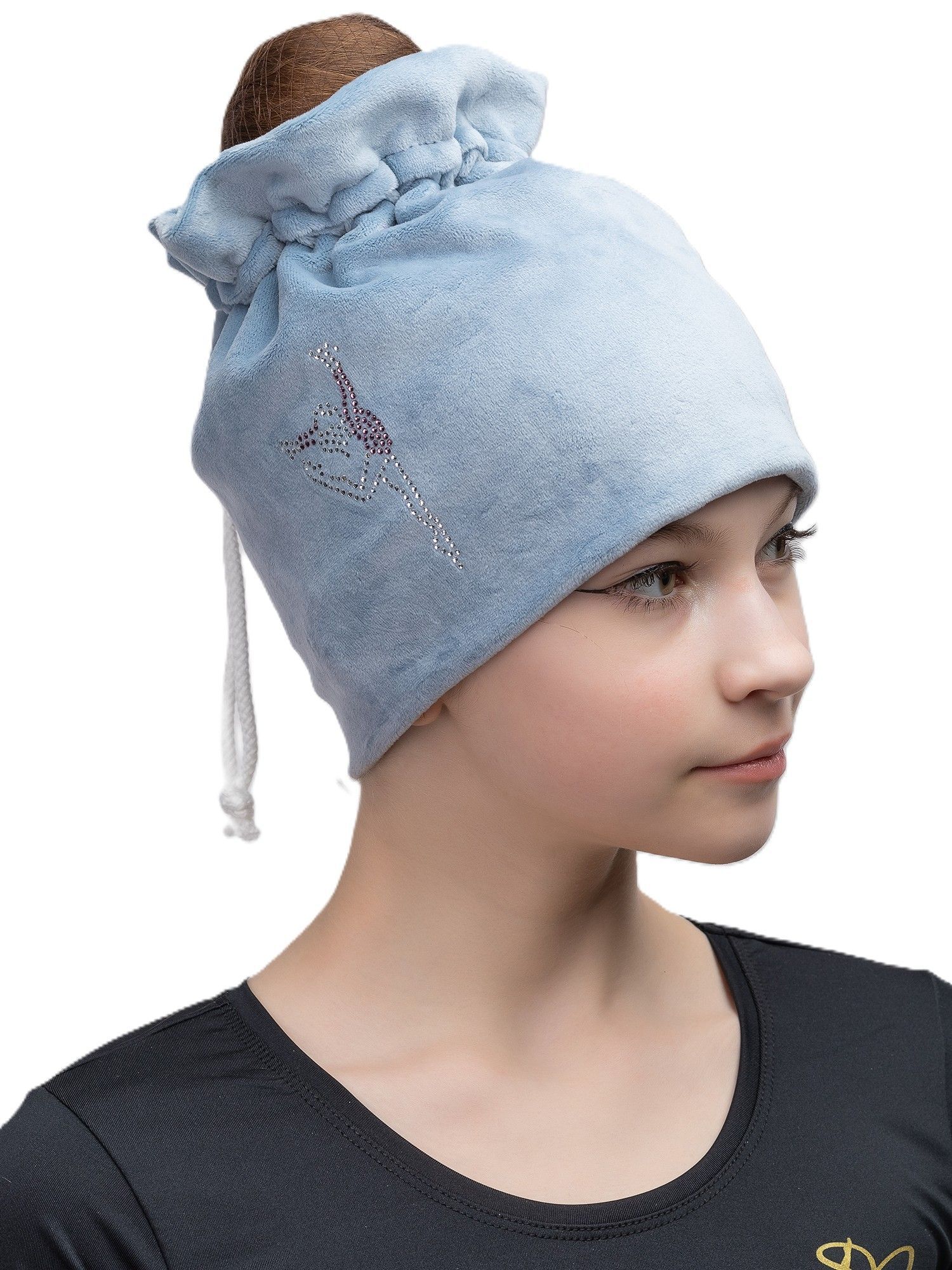 RIALITTA Velour RG Hat with Rhinestones (GREY-BLUE)*