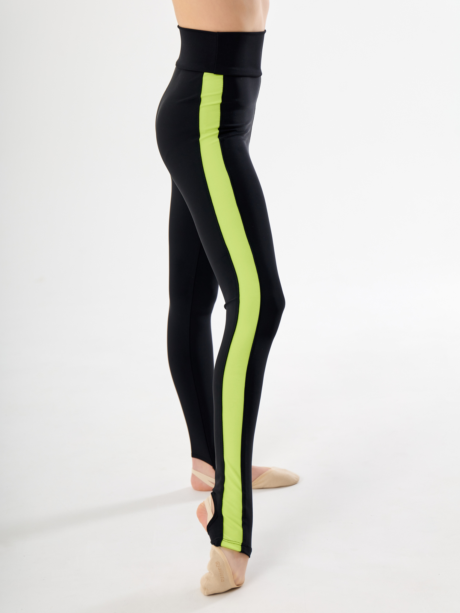 RIALITTA Leggings with stripes, open heel, BiFlex, Lime (36-42) view 3