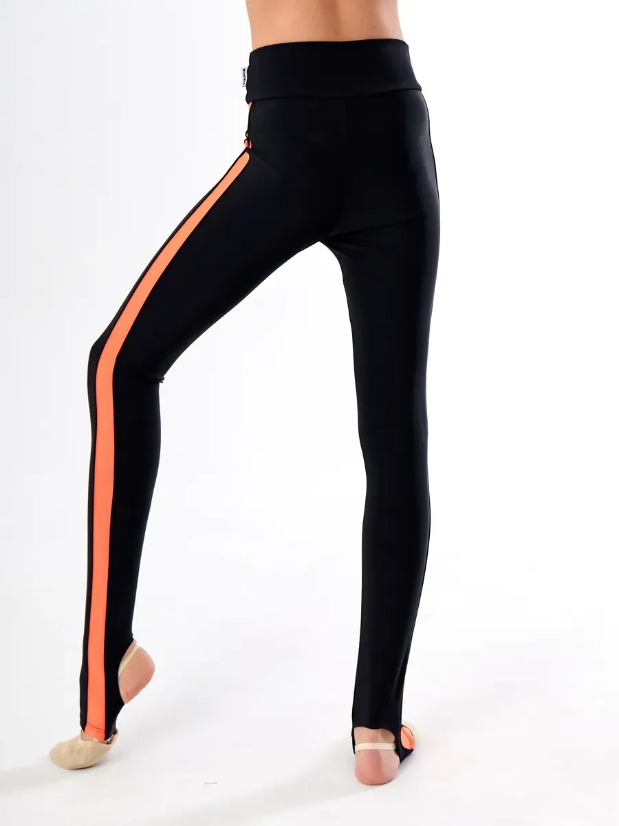 RIALITTA Leggings with stripes, open heel, BiFlex, Orange (36-42) view 4