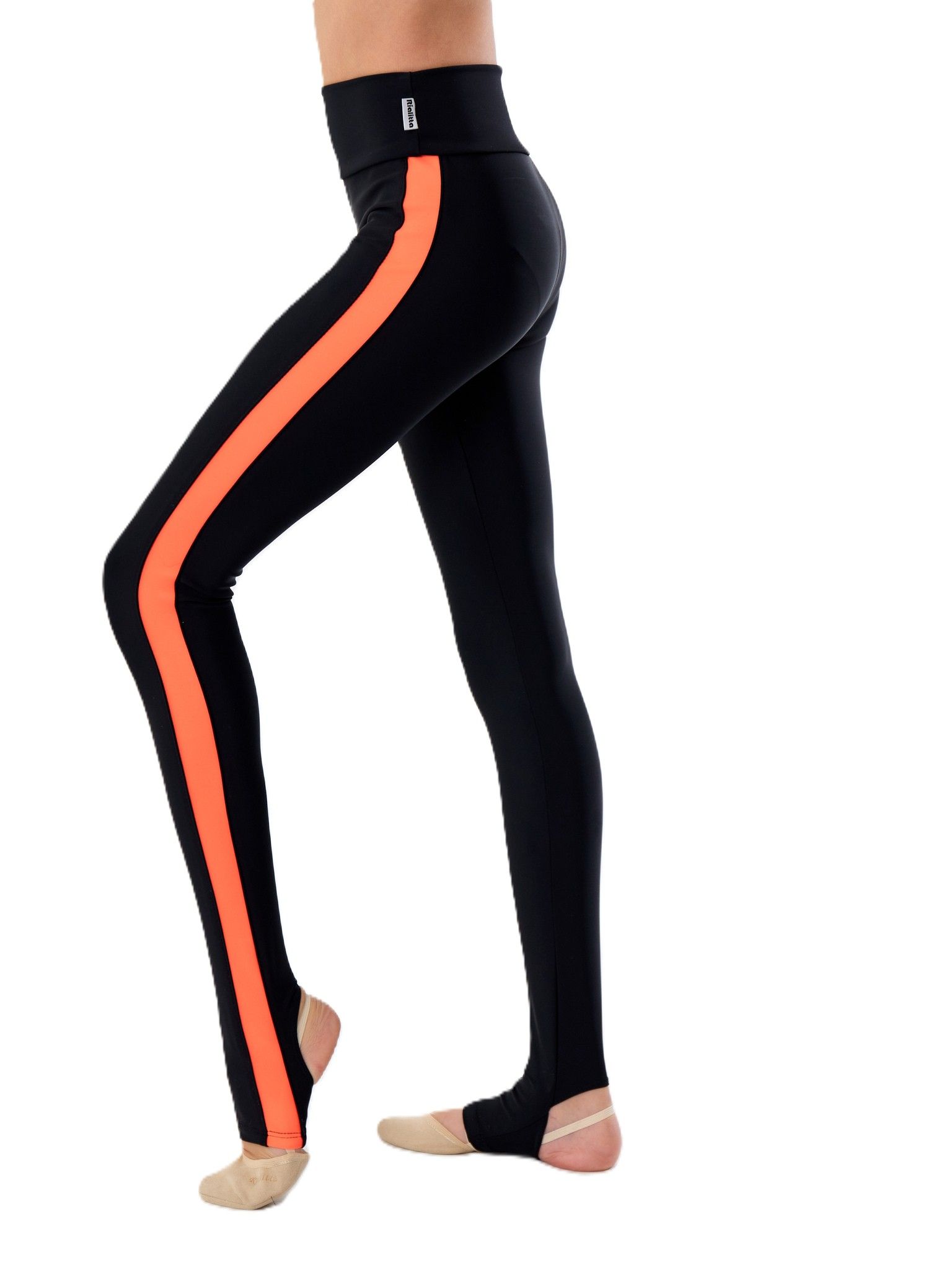 RIALITTA Leggings with stripes, open heel, BiFlex, Orange (36-42)