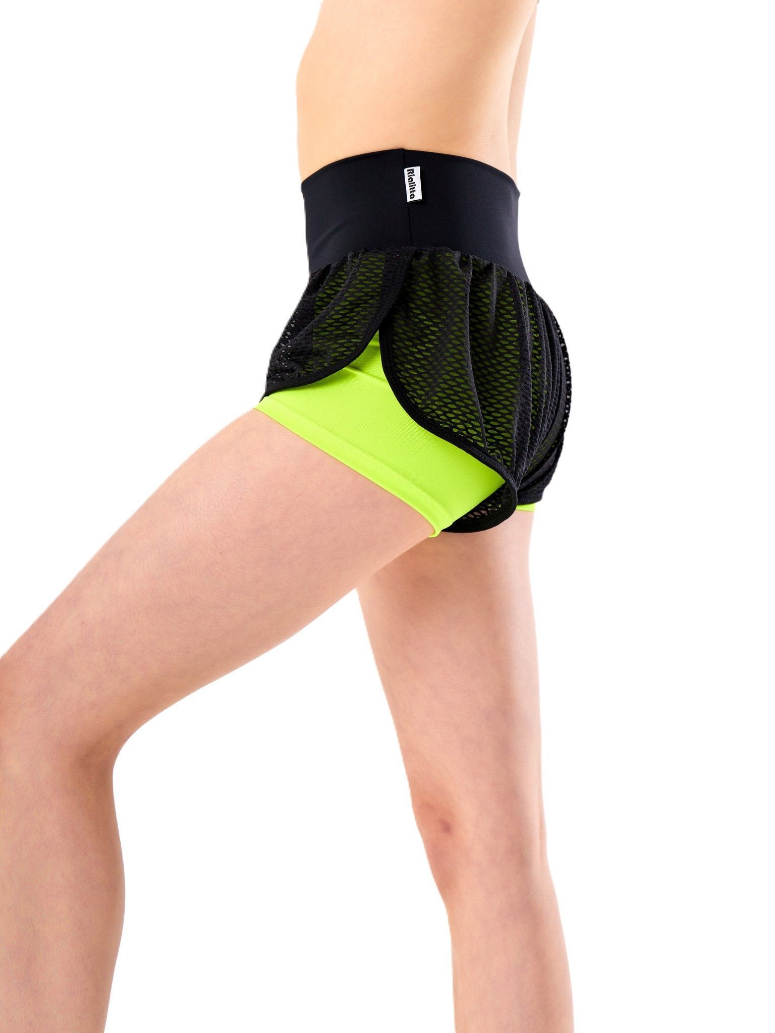RIALITTA LIGHT Wide band double-layered shorts, Cotton, Lime (32-42)