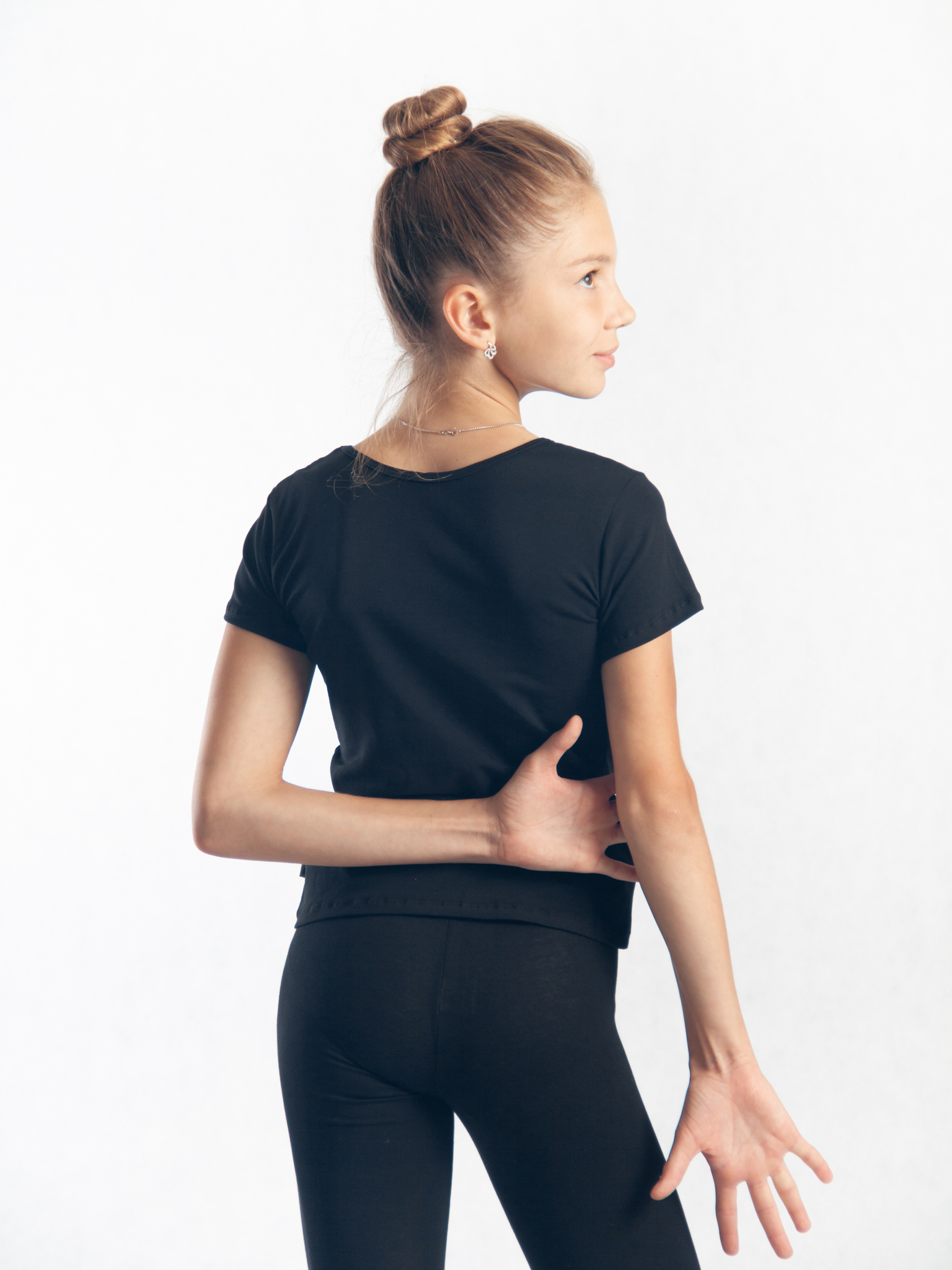 RIALITTA T-shirt basic, Black with rhinestones, Cotton (34-38) view 4